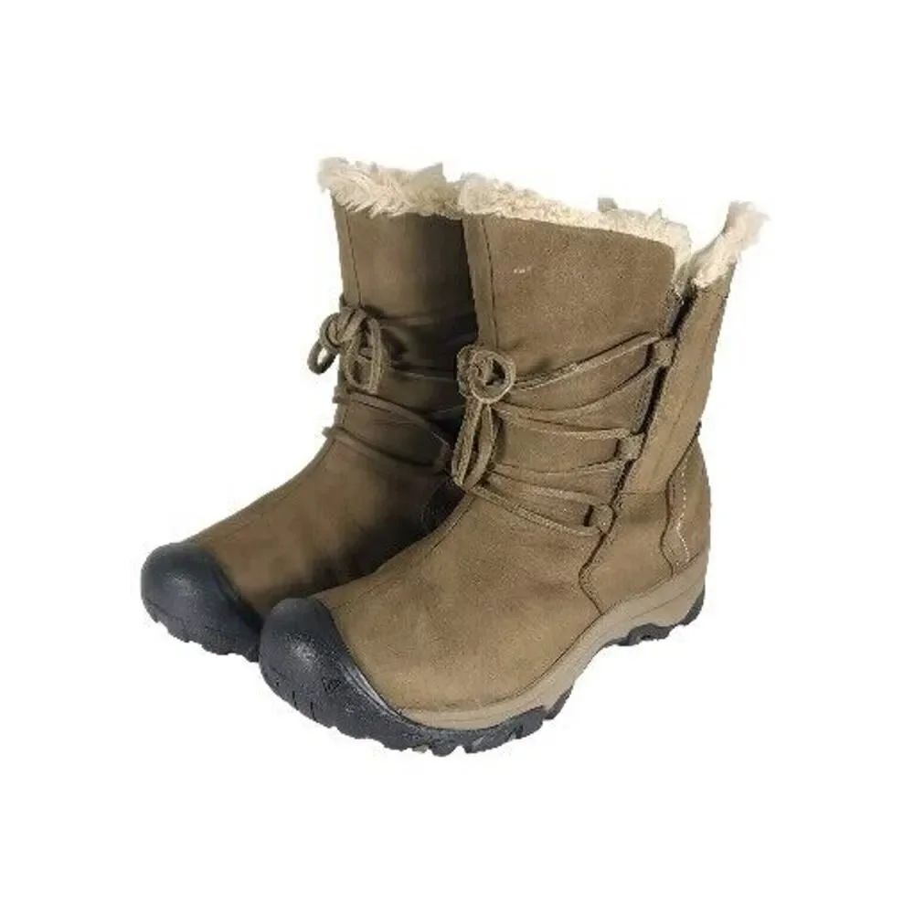 Keen Women's Brighton Low US6 Brown Leather insulated Shearling Snow Boots